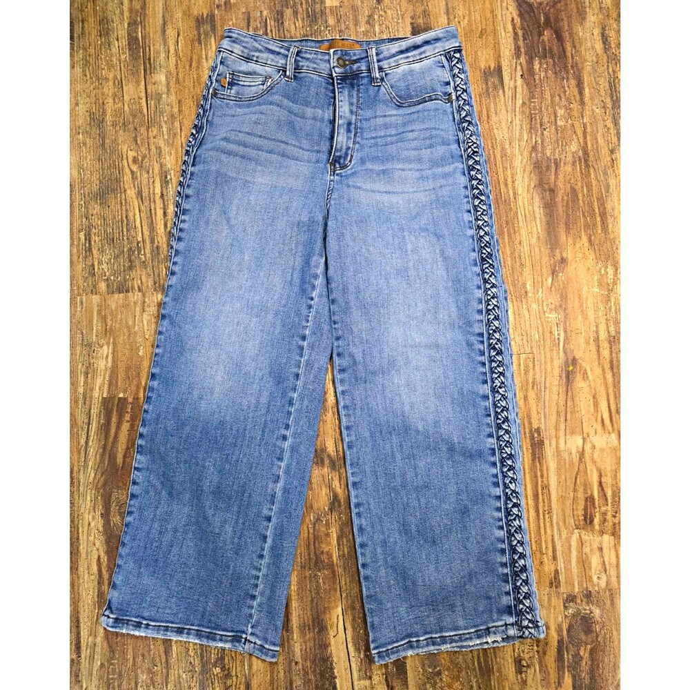 Judy Blue Light Wash Wide Leg Stretch Denim Jeans Mid Rise 5 Pocket Womens 29